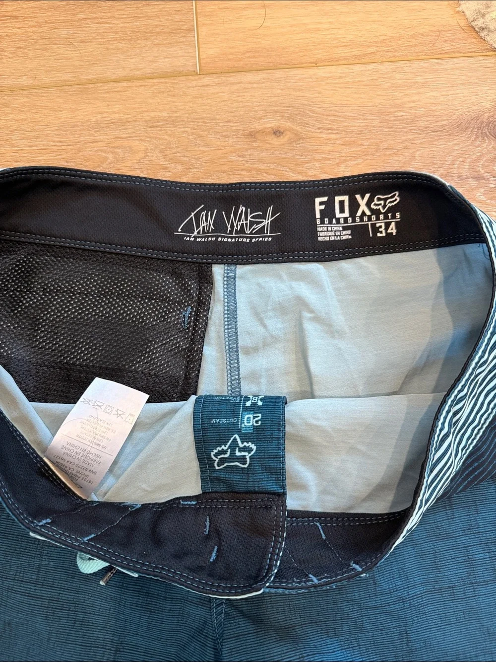 Fox Men’s Black and Light Teal Swim Board Shorts Ian Walsh